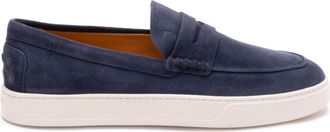 Tod's Navy Blue Suede Loafers