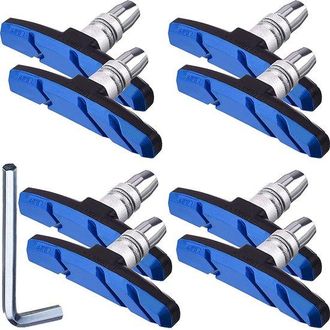 OEM 4 Pares De Pastillas De Freno De Goma V-brake, Silenciosas, Aptas Para Bicicletas De Monta&ntilde;a Y Urbanas, Incluyen Llave, Color Azul