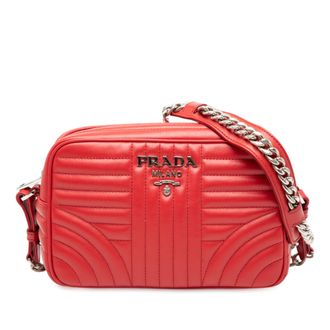 Prada Tweedehands Zachte Kalfsleren Diagramme Camera Tas