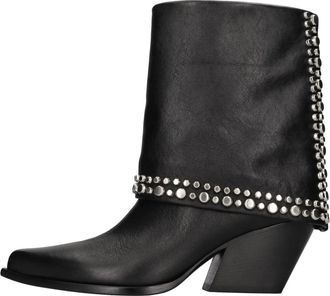 Elena Iachi Nature Enkellaarsjes - Dames - Cowboylaarzen - Zwart - 36 EU - Leer - Schoenen