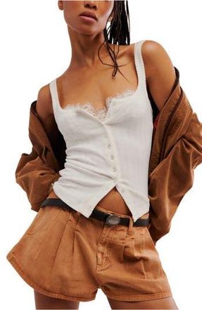 Free People End Game Pointelle Button-Up Tank in Sugar Swizzle at Nordstrom Rack, Size X-Large