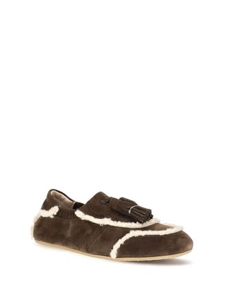 Fratelli Rossetti Womens Suede Slip-On Loafers With Tassel Cacao