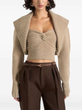 Mani&egrave;re De Voir Emya twisted bandeau shawl top - Neutrals