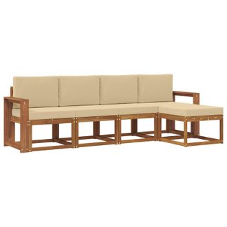 vidaXL Conjunto De Sof&aacute;s De Exterior Con Coj&iacute;n 5 Pcs Natural Y Beige Vidaxl