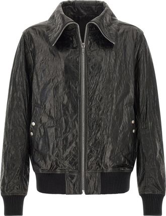 Rick Owens Black Textured Leather Jacket