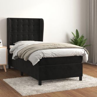 vidaXL Vidaxl - Cama Box Spring Con Colch&oacute;n Terciopelo Negro 90x200 Cm