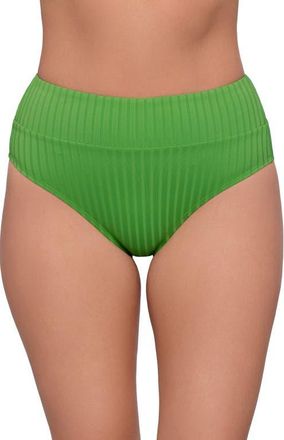 S3 Ribbed Banded High Waist Swim Bottoms in Serpentine at Nordstrom, Size X-Large