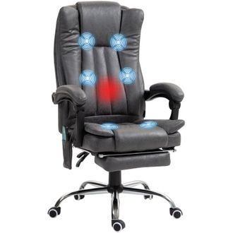 Vinsetto Vinsetto - 6-Point Vibrating Heat Massage Chair w/ Microfibre Upholstery Charcoal Grey