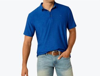 Ariat Fitted Charger Polo Shirt In Blue Quartz