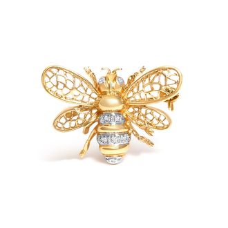 House of Brilliance 14K Yellow Gold Diamond Accent Bumble Bee Brooch Convertible Pendant