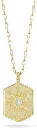 Sphera Milano Cubic Zirconia Starburst Medallion Pendant Necklace in Gold at Nordstrom Rack