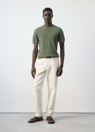 Mango Maglietta misto cotone maglia sottile verde bosco - Uomo - XXL - MANGO MAN