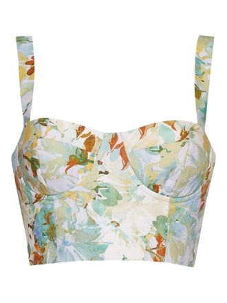 Cara Cara Claudine floral-print linen top - women - Linen/Flax/Cotton - 00 - Blue