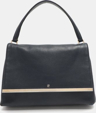 Carolina Herrera Camelot Blue Leather Top Handle Bag