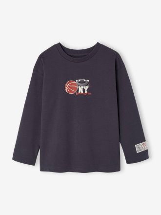 Vertbaudet Langarmshirt Junge Sport-Print schiefergrau