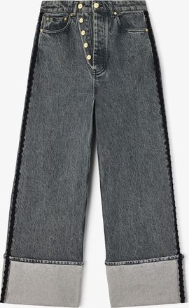 Ganni Grey Baggy Jeans with Double Fly - Size 24W/33L Organic Cotton