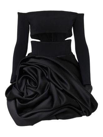 Carolina Herrera rose-shaped off-shoulder mini evening dress - women - Polyester - 6 - Blue