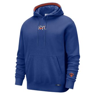 Nike New York Knicks City Edition Nike Mens NBA Premium Club Fleece Hoodie in Blue | HQ5556-495