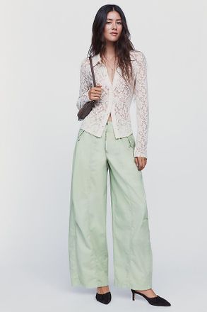 Pilcro Delta Cotton Stretch Mid-Rise Wide-Leg Parachute Pants