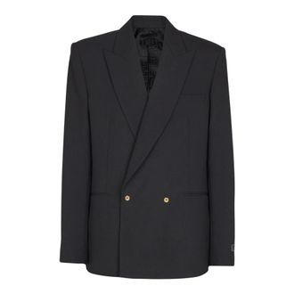 Balmain Blazers, male, Black, Size: L Wool 2-button blazer