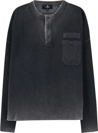 Represent Sweatshirt met drieknoopssluiting - Heren - Longsleeves - Zwart - M - Katoen - Tops