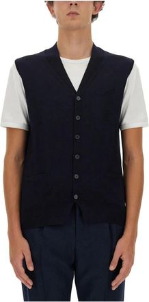 Ballantyne Gilet met V-hals - Heren - Bodywarmers - Blauw - 2XL - Wol - Jassen