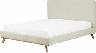 Beliani Beliani - Letto Velluto Beige a Doghe Testiera Trapuntata Verticale 180 x 200 cm Talence