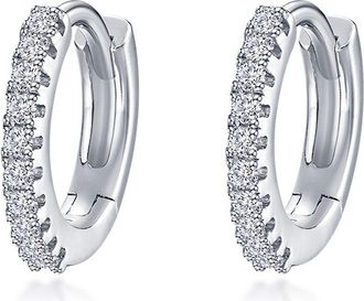 Lafonn Pav&eacute; Simulated Diamond Huggie Hoop Earrings in Silver at Nordstrom