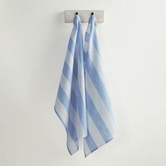 Solino Home Linen Kitchen Towels - Cabana Stripe in Sky Blue And White at Nordstrom, Size Medium