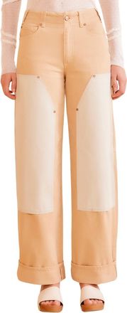 Ulla Johnson Womens The Olympia Jean In Limestone Patchwork