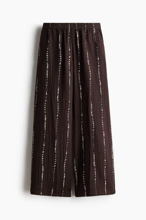 H&M Straight Muslin Trousers in Dark Brown/striped at Nordstrom, Size X-Small