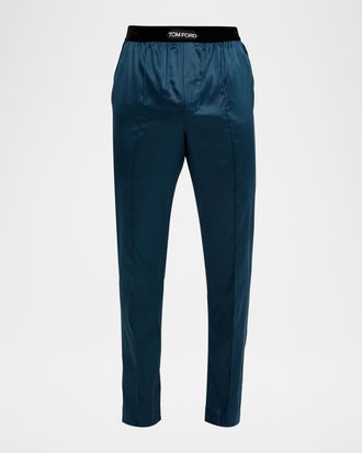 Tom Ford Men & apos;s Silk Logo Pajama Pants