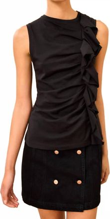 Ulla Johnson Clio Ruched Ruffle Top In Noir