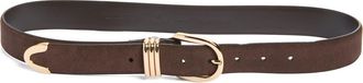 Nordstrom Janae Suede Belt in Chocolate- Gold at Nordstrom, Size Medium