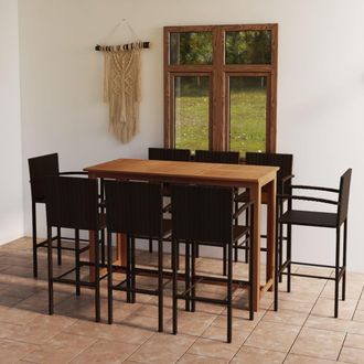 vidaXL Conjunto De Bar Para Jard&iacute;n 9 Piezas Marr&oacute;n Vidaxl