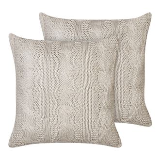 Beliani Beliani - Conjunto De 2 Cojines De Algod&oacute;n 45 X 45 Cm Gris Pardo Constylis