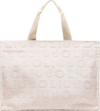 Liu Jo Tassen, Dames, Beige, ONE Size, Katoen, Jacquard Tote Bag