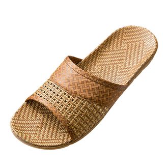 Generic Slippers Womens Lightweight Flat Slippers Flip Flop Linen Mules Slippers Peep Toe Summer Shoes Hollow Sandals Slides Non-Slip Summer Comfortable Slipp