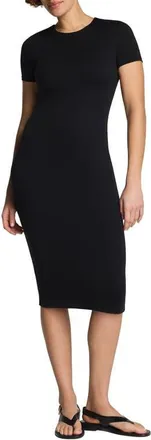 Spanx Ponte Crewneck Midi Dress in Classic Black at Nordstrom, Size X-Large