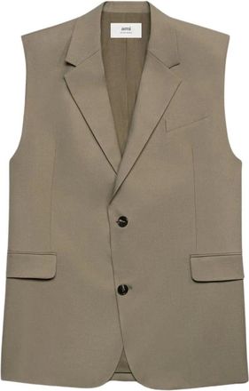 Ami Two Buttons Oversized Waistcoat - female - Ami Paris - Waistcoats - Gray - XS - Jackets