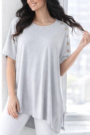 French Kyss Relaxed Button Detail Poncho In Frost