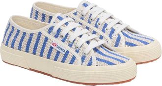 Superga Dames/Dames Gestreepte Platte Trainers (Blauw/Uit Wit)