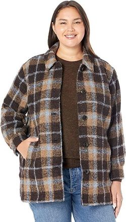 Madewell Plus Belrose Shirt Jacket Womens Multicolor Plaid Wool Blend GBO26