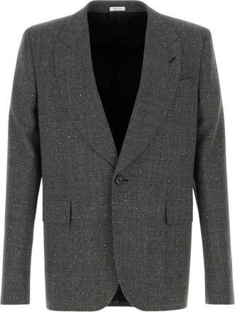 Alexander McQueen Embroidered Glencheck Blazer - male - Alexander McQueen - Blazers - Gray - XL - Suits