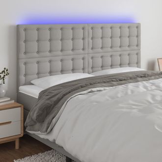 vidaXL Cabecero Con Luces Led Tela Gris Claro 160x5x118/128 Cm Vidaxl