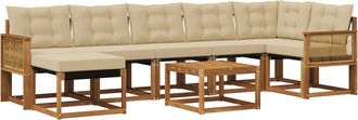 vidaXL Conjunto De Sof&aacute;s De Exterior 8 Uds. Natural Y Beige Vidaxl