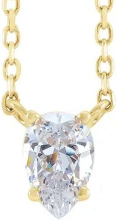 Pompeii3 1Ct Pear Shape Diamond Solitaire Floating Pendant Yellow Gold Necklace Lab Grown