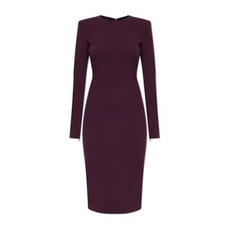 Victoria Beckham Kleedjes, Dames, Paars, XS, Wol, Jurk met schoudervullingen