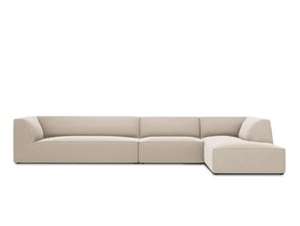 MICADONI Sof&aacute; esquinero derecho 5 plazas de terciopelo beige