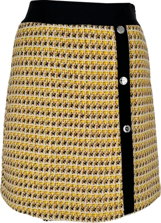 Maje Tweed Pattern Mini Skirt in Yellow Polyester